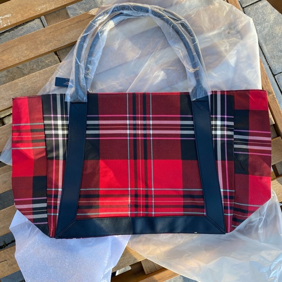 Victoria's Secret Tote Bag 2020 Limited Edition Red Plaid New MRSP $58 - Picture 6 of 6
